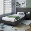 Ver imagem 4 de Cama de Solteiro com Cabeceira e Mesa para Colchão 188x78/88cm Multimóveis Cr40143 Grafite