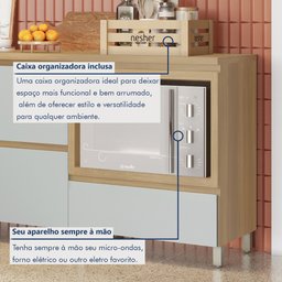 Balcão Forno 1 Gaveta Com Caixa Organizadora 70Cm  100% Mdf Rainha - 3