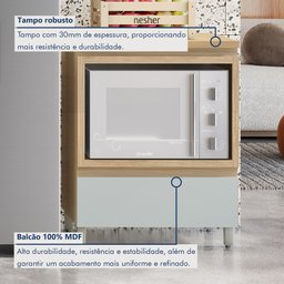 Balcão Forno 1 Gaveta Com Caixa Organizadora 70Cm  100% Mdf Rainha - 2