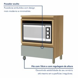 Balcão Forno 1 Gaveta Com Caixa Organizadora 70Cm  100% Mdf Rainha - 4