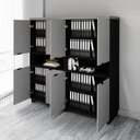 Ver imagem 4 de Armário Estante para Escritório com 8 Portas de Abrir e 2 Nichos F5 Office Cinza/Sagrado com Preto