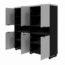 Ver imagem 7 de Armário Estante para Escritório com 8 Portas de Abrir e 2 Nichos F5 Office Cinza/Sagrado com Preto