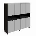 Ver imagem 2 de Armário Estante para Escritório com 8 Portas de Abrir e 2 Nichos F5 Office Cinza/Sagrado com Preto