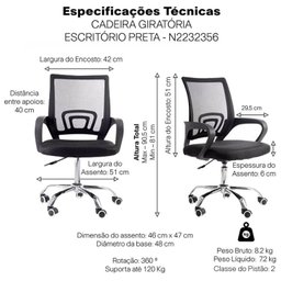 Cadeira Escritório Diretor Giratória Office Arco Estofado Mesh Evolux - 5