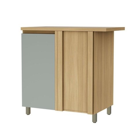 Balcão Canto Direita Esquerda 1 Porta Rainha 92x52cm 100% MDF Marrom/Nature/Verde
