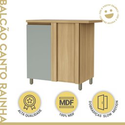 Balcão Canto Direita Esquerda 1 Porta Rainha 92X52Cm  100% Mdf - 2