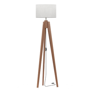 Luminária de Chão Unidecor Pés Maciços Cúpula Palha