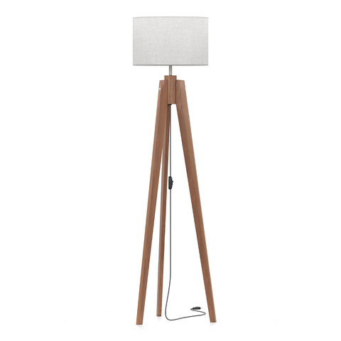 Luminária de Chão Unidecor Pés Maciços Cúpula Palha