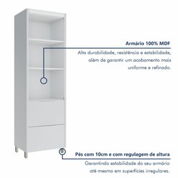 Paneleiro 2 Portas 2 Gavetas Marquesa 70cm 100% MDF Branco - 6