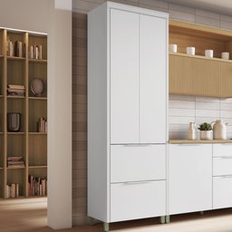 Paneleiro 2 Portas 2 Gavetas Marquesa 70cm 100% MDF Branco - 1