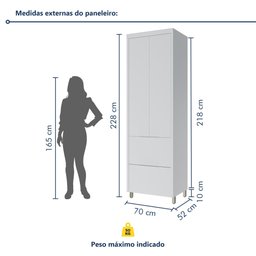 Paneleiro 2 Portas 2 Gavetas Marquesa 70cm 100% MDF Branco - 3