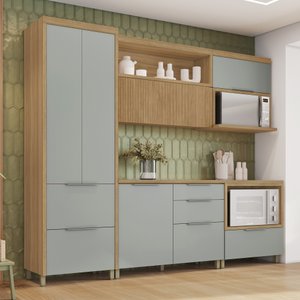 Cozinha 5 Peças 5 Portas 6 Gavetas Ripado Marquesa  100% Mdf
