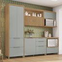 Ver imagem 1 de Cozinha 5 Peças 5 Portas 6 Gavetas Ripado Marquesa 100% MDF Marrom/Nature/Verde