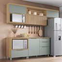 Ver imagem 1 de Cozinha 5 Peças 4 Portas 4 Gavetas Ripado Marquesa 100% MDF Marrom/Nature/Verde