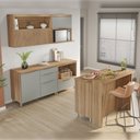 Ver imagem 1 de Cozinha 6 Peças 4 Portas 7 Gavetas Painel Ilha Ripado Marquesa 100% MDF Marrom/Nature/Verde