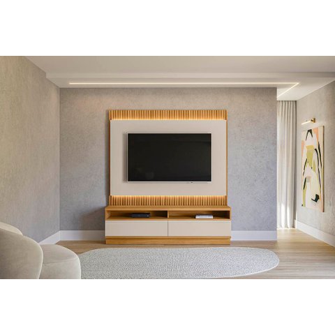 Conjunto Modular 180cm Rack com Painel para Tv São Paulo Linea Brasil - Tauari/off White Fosco