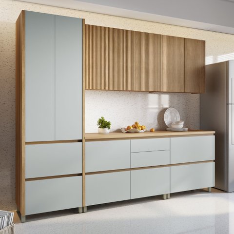 Cozinha 5 Peças 8 Portas 7 Gavetas Ripado Rainha  100% Mdf