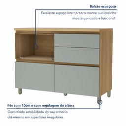 Cozinha 5 Peças 8 Portas 7 Gavetas Ripado Rainha  100% Mdf - 16