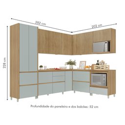 Cozinha 9 Peças Canto Direita E Esquerda 12 Portas 8 Gavetas Ripado Rainha  100% Mdf - 3