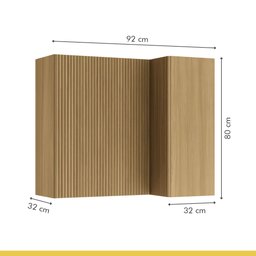 Cozinha 9 Peças Canto Direita E Esquerda 12 Portas 8 Gavetas Ripado Rainha  100% Mdf - 19