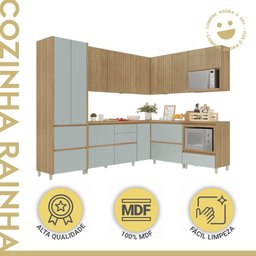 Cozinha 9 Peças Canto Direita E Esquerda 12 Portas 8 Gavetas Ripado Rainha  100% Mdf - 2