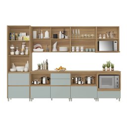 Cozinha 7 Peças 9 Portas 8 Gavetas Nichos Forno Ripado Rainha  100% Mdf - 4
