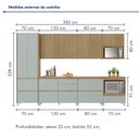 Ver imagem 3 de Cozinha 7 Peças 9 Portas 8 Gavetas Nichos Forno Ripado Rainha 100% MDF Marrom/Nature/Verde