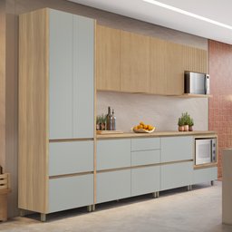 Cozinha 7 Peças 9 Portas 8 Gavetas Nichos Forno Ripado Rainha  100% Mdf - 1