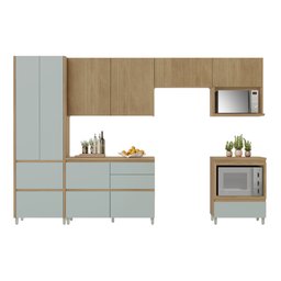 Cozinha 6 Peças 7 Portas 7 Gavetas Nichos Forno Ripado Rainha  100% Mdf - 20