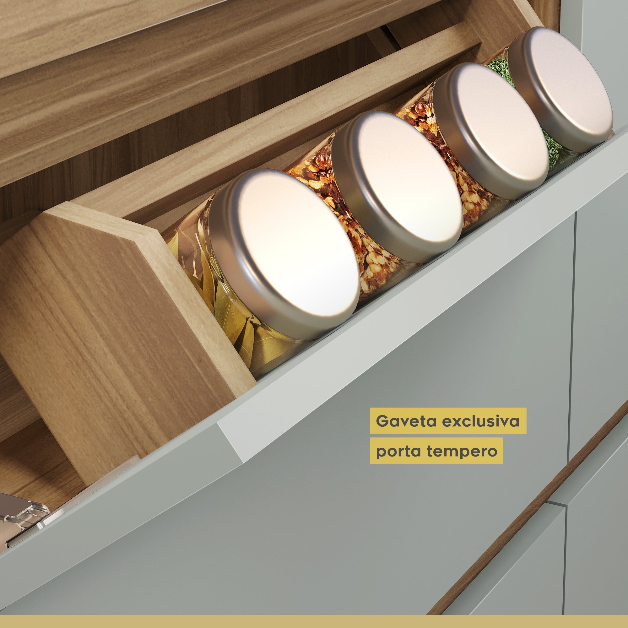 Cozinha 6 Peças 7 Portas 7 Gavetas Nichos Forno Ripado Rainha  100% Mdf - 12