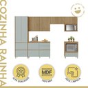 Ver imagem 5 de Cozinha 6 Peças 7 Portas 7 Gavetas Nichos Forno Ripado Rainha 100% MDF Marrom/Nature/Verde