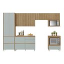 Ver imagem 3 de Cozinha 6 Peças 7 Portas 7 Gavetas Nichos Forno Ripado Rainha 100% MDF Marrom/Nature/Verde