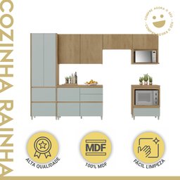 Cozinha 6 Peças 7 Portas 7 Gavetas Nichos Forno Ripado Rainha  100% Mdf - 2