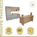 Ver imagem 2 de Cozinha 8 Peças 8 Portas 12 Gavetas Forno Ilha Ripado Rainha 100% MDF Marrom/Nature/Verde