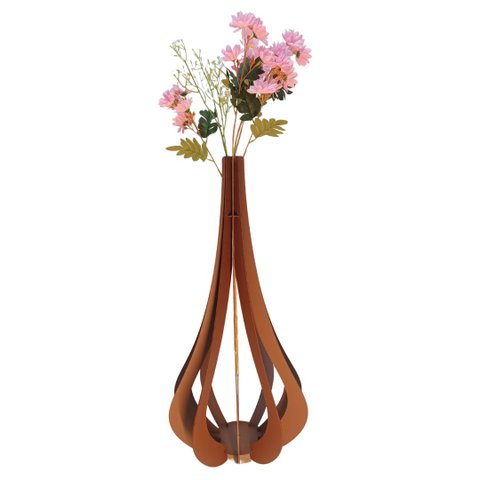Vaso de Chão Decorativo Grande Mdf Ibiza:marrom/60x30cm