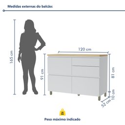 Cozinha 5 Peças 8 Portas E 7 Gavetas Ripado Rainha  100% Mdf - 11