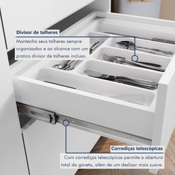 Cozinha 5 Peças 8 Portas E 7 Gavetas Ripado Rainha  100% Mdf - 10