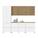 Ver imagem 3 de Cozinha 5 Peças 8 Portas e 7 Gavetas Ripado Rainha 100% MDF Marrom/Branco/Nature