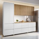 Ver imagem 1 de Cozinha 5 Peças 8 Portas e 7 Gavetas Ripado Rainha 100% MDF Marrom/Branco/Nature