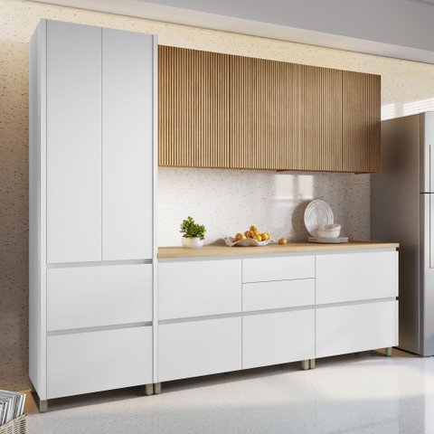 Cozinha 5 Peças 8 Portas E 7 Gavetas Ripado Rainha 100% Mdf