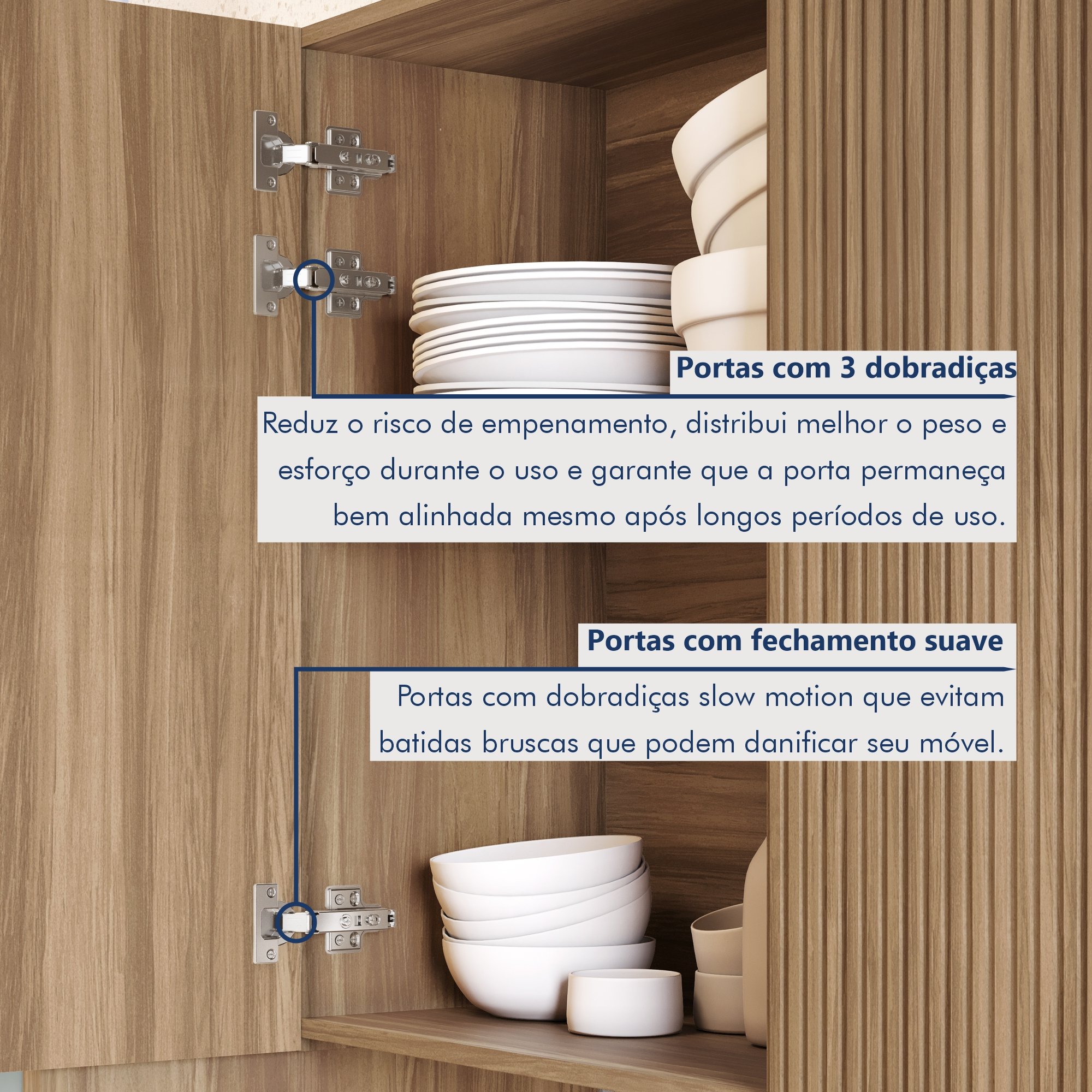 Cozinha 5 Peças 8 Portas E 7 Gavetas Ripado Rainha  100% Mdf - 3
