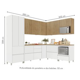 Cozinha 9 Peças Canto 12 Portas 8 Gavetas Ripado Rainha  100% Mdf - 3