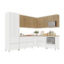 Ver imagem 3 de Cozinha 9 Peças Canto 12 Portas 8 Gavetas Ripado Rainha 100% MDF Marrom/Branco/Nature