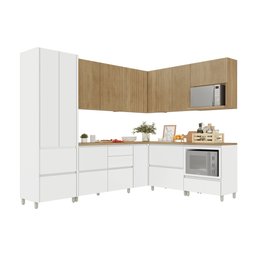 Cozinha 9 Peças Canto 12 Portas 8 Gavetas Ripado Rainha  100% Mdf - 2
