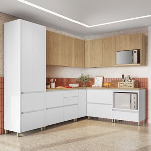Cozinha 9 Peças Canto 12 Portas 8 Gavetas Ripado Rainha  100% Mdf