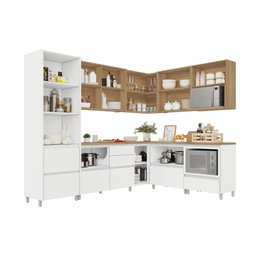 Cozinha 9 Peças Canto 12 Portas 8 Gavetas Ripado Rainha  100% Mdf - 4