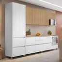 Ver imagem 1 de Cozinha 7 Peças 9 Portas 8 Gavetas Nichos Forno Ripado Rainha 100% MDF Marrom/Branco/Nature