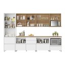 Ver imagem 4 de Cozinha 7 Peças 9 Portas 8 Gavetas Nichos Forno Ripado Rainha 100% MDF Marrom/Branco/Nature