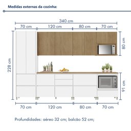 Cozinha 7 Peças 9 Portas 8 Gavetas Nichos Forno Ripado Rainha  100% Mdf - 3