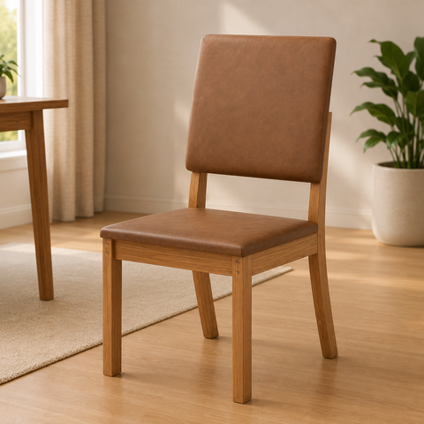 Cadeira Henn Milla Plus S38-537 Nature Corano Caramelo MDF MDP Assento Estofado
